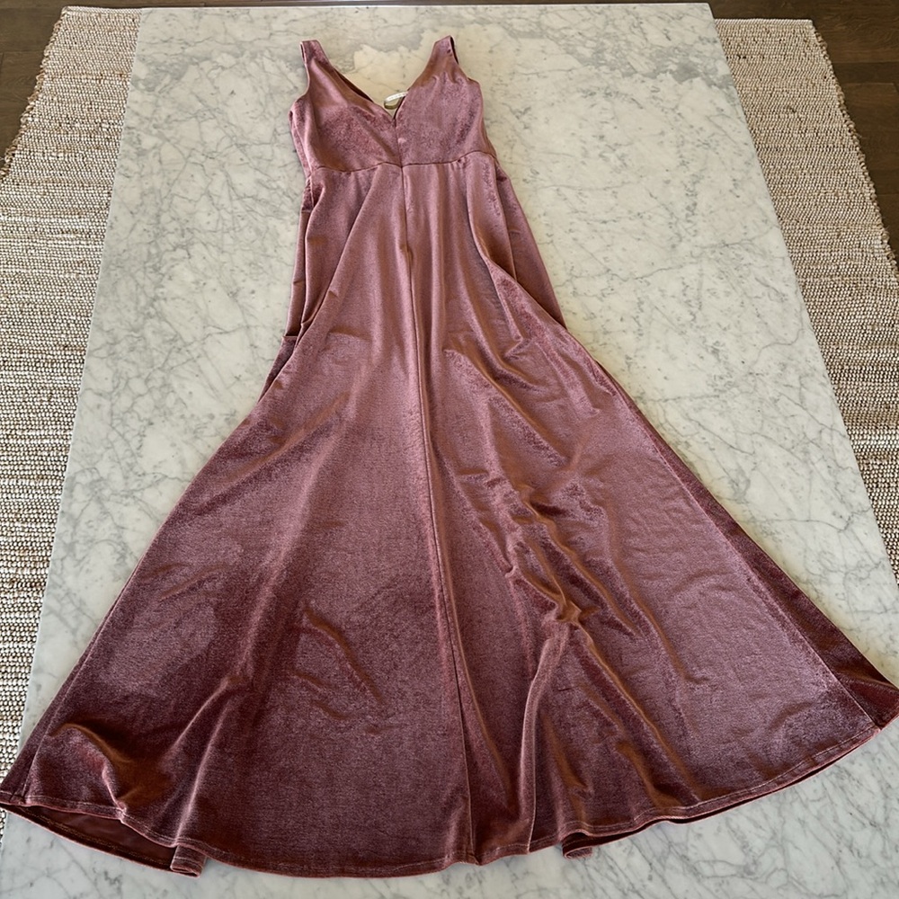 Jenny Yoo Velvet Maxi Gown in English Rose - Picture 5 of 5